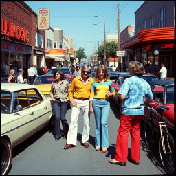 A vintage scene from the 1970s capturing everyday life
