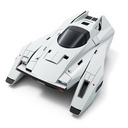 A futuristic spaceship inspired by the design of a Toyota AE86, featuring sharp lines and a distinct boxy shape reminiscent of the classic car