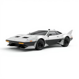 A futuristic spaceship inspired by the design of a Toyota AE86, featuring sharp lines and a distinct boxy shape reminiscent of the classic car