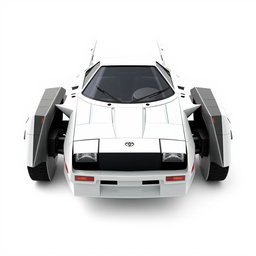 A futuristic spaceship inspired by the design of a Toyota AE86, featuring sharp lines and a distinct boxy shape reminiscent of the classic car