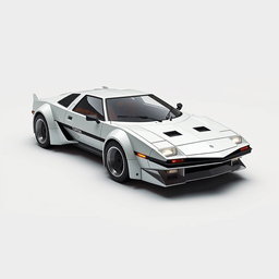 A futuristic spaceship inspired by the design of a Toyota AE86, showcasing sharp lines and the distinct boxy silhouette of the classic car