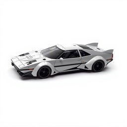 A futuristic spaceship inspired by the design of a Toyota AE86, showcasing sharp lines and the distinct boxy silhouette of the classic car