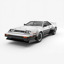A striking spaceship inspired by the design of a Toyota AE86, featuring the classic boxy silhouette and sharp lines characteristic of the iconic car