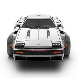A striking spaceship inspired by the design of a Toyota AE86, featuring the classic boxy silhouette and sharp lines characteristic of the iconic car