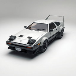A striking spaceship inspired by the design of a Toyota AE86, featuring the classic boxy silhouette and sharp lines characteristic of the iconic car