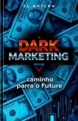 A futuristic book cover featuring vibrant and detailed 100-dollar bills, artistically arranged in the background