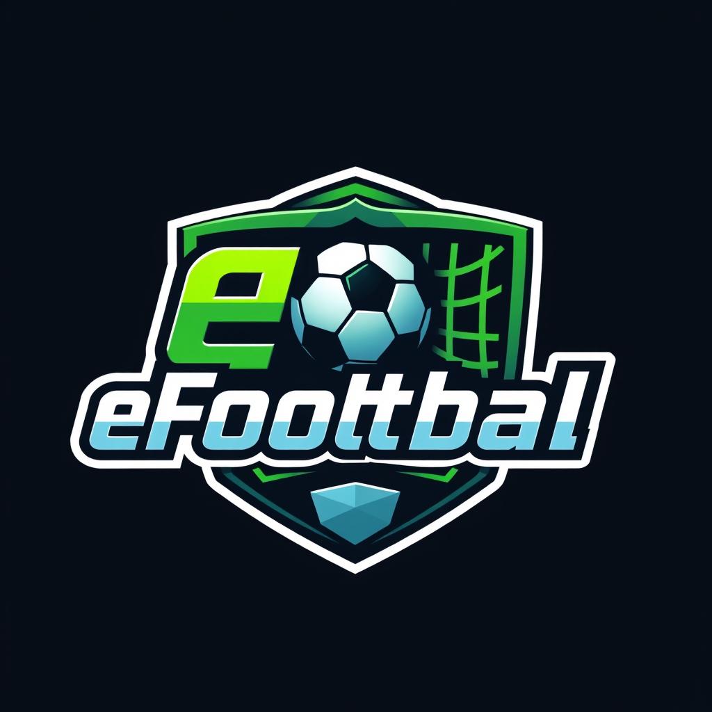 A modern and sleek logo design for an eFootball game, featuring the words 'eFootball' in bold, dynamic lettering