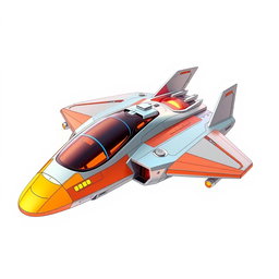 A retro-style spaceship inspired by the aesthetics of the 2000s, featuring sleek, futuristic lines and vibrant colors