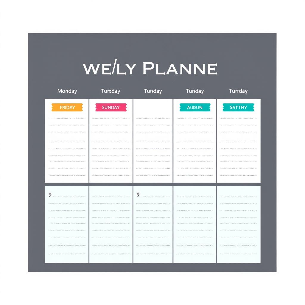A sleek and modern weekly planner design featuring a clean layout