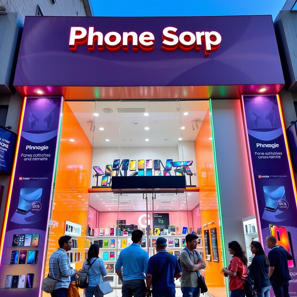 Vibrant Phone Shop Front: Explore the Latest Tech
