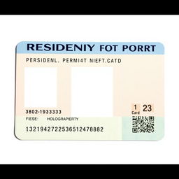 A residency permit card displaying an official ID layout