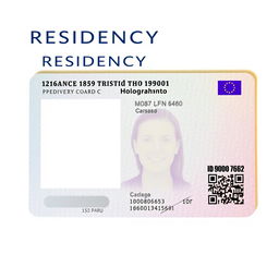 A residency permit card displaying an official ID layout