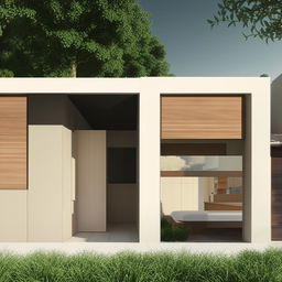 Render a two-story residential building on a 35x40 plot. Ground floor features parking, two large rooms, a small room, and a bathroom. The first floor includes three ensuite bedrooms, a living area, a kitchen, and a communal bathroom.