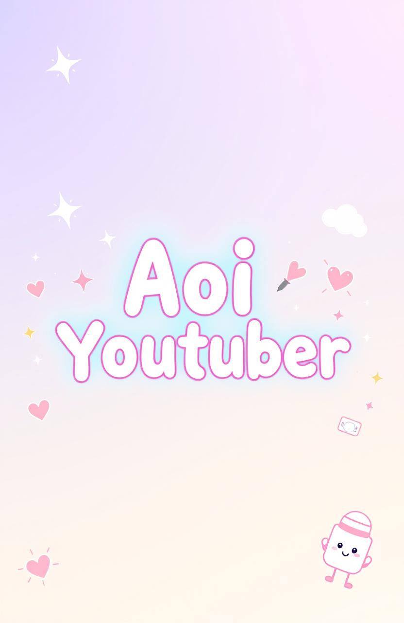 A cute and charming banner featuring the text 'Aoi Youtuber' in a playful and bubbly font at the center