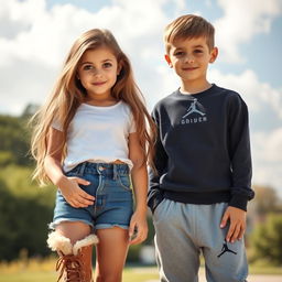 A scene featuring two young teens in a casual outdoor setting