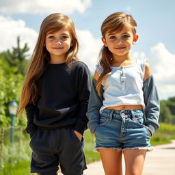 A scene featuring two young teens in a casual outdoor setting