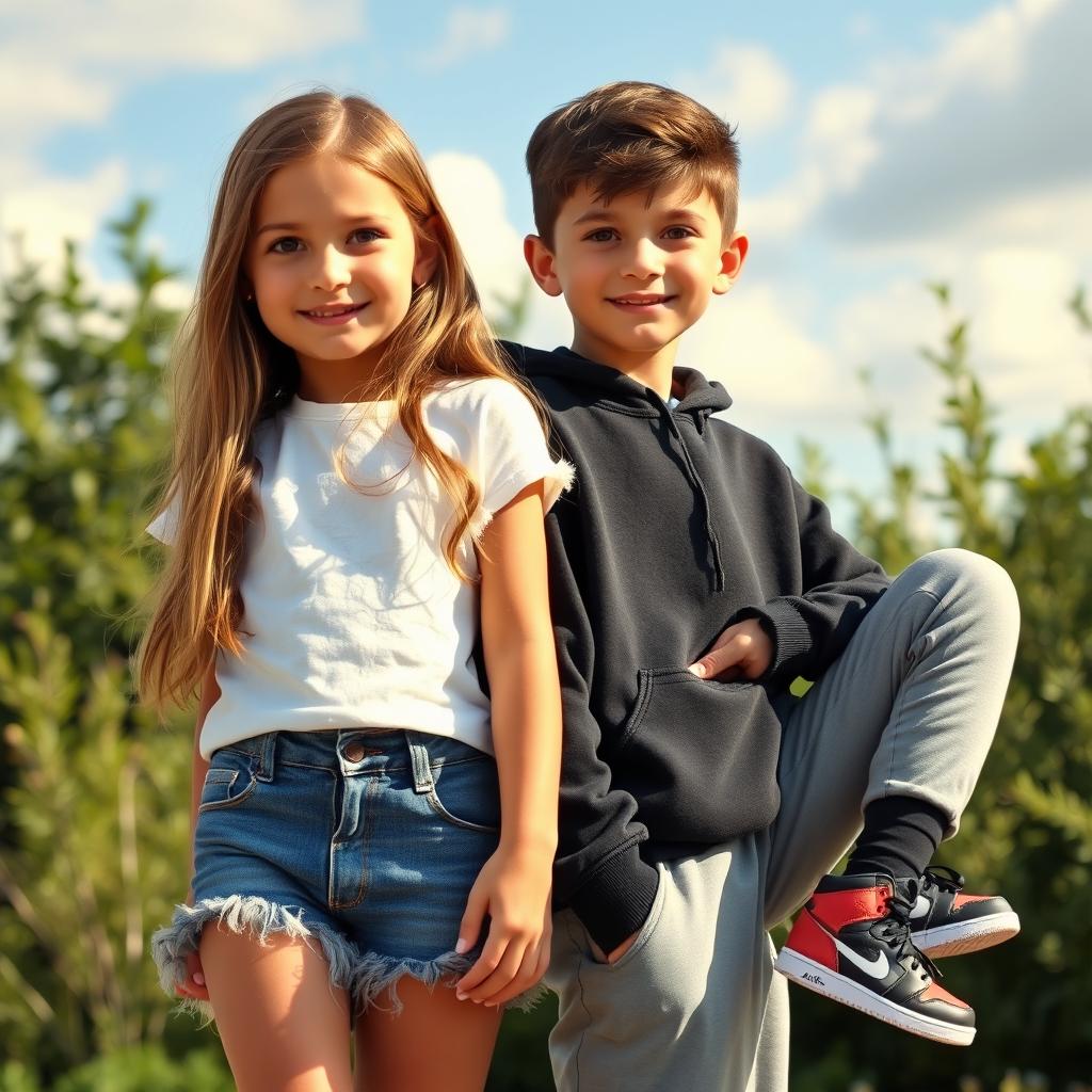 A scene featuring two young teens in a casual outdoor setting