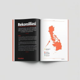 Desain sampul buku dengan judul 'Rekonsiliasi' yang ditampilkan dengan huruf tebal dan modern