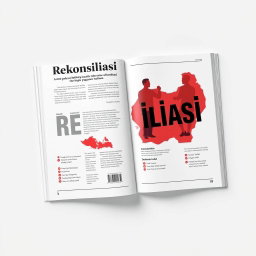 Desain sampul buku dengan judul 'Rekonsiliasi' yang ditampilkan dengan huruf tebal dan modern