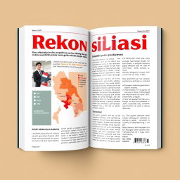 Desain sampul buku dengan judul 'Rekonsiliasi' yang ditampilkan dengan huruf tebal dan modern
