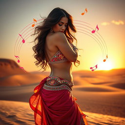 A captivating belly dancer girl with voluptuous curves, showcasing her big bosom