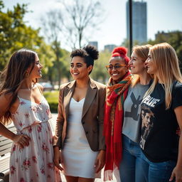 A serene and empowering image of women from various backgrounds, each radiating confidence and strength