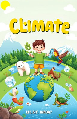 A vibrant and playful book cover for an e-book titled 'C for Climate'