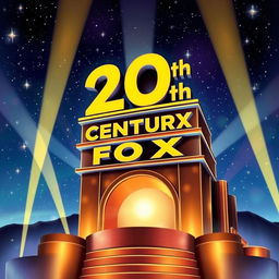 A detailed and vibrant illustration of the classic 20th Century Fox logo, showcasing the iconic art deco style