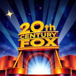 A detailed and vibrant illustration of the classic 20th Century Fox logo, showcasing the iconic art deco style