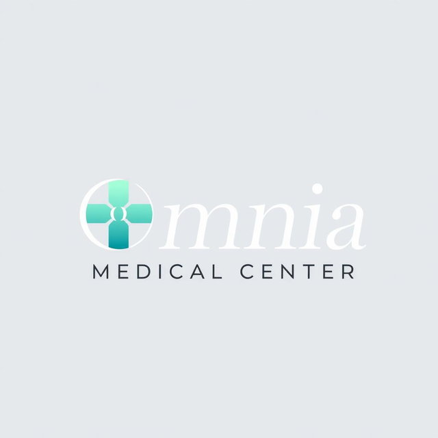 A modern and sleek logo design featuring the words 'Omnia Medical Center'