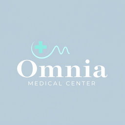 A modern and sleek logo design featuring the words 'Omnia Medical Center'