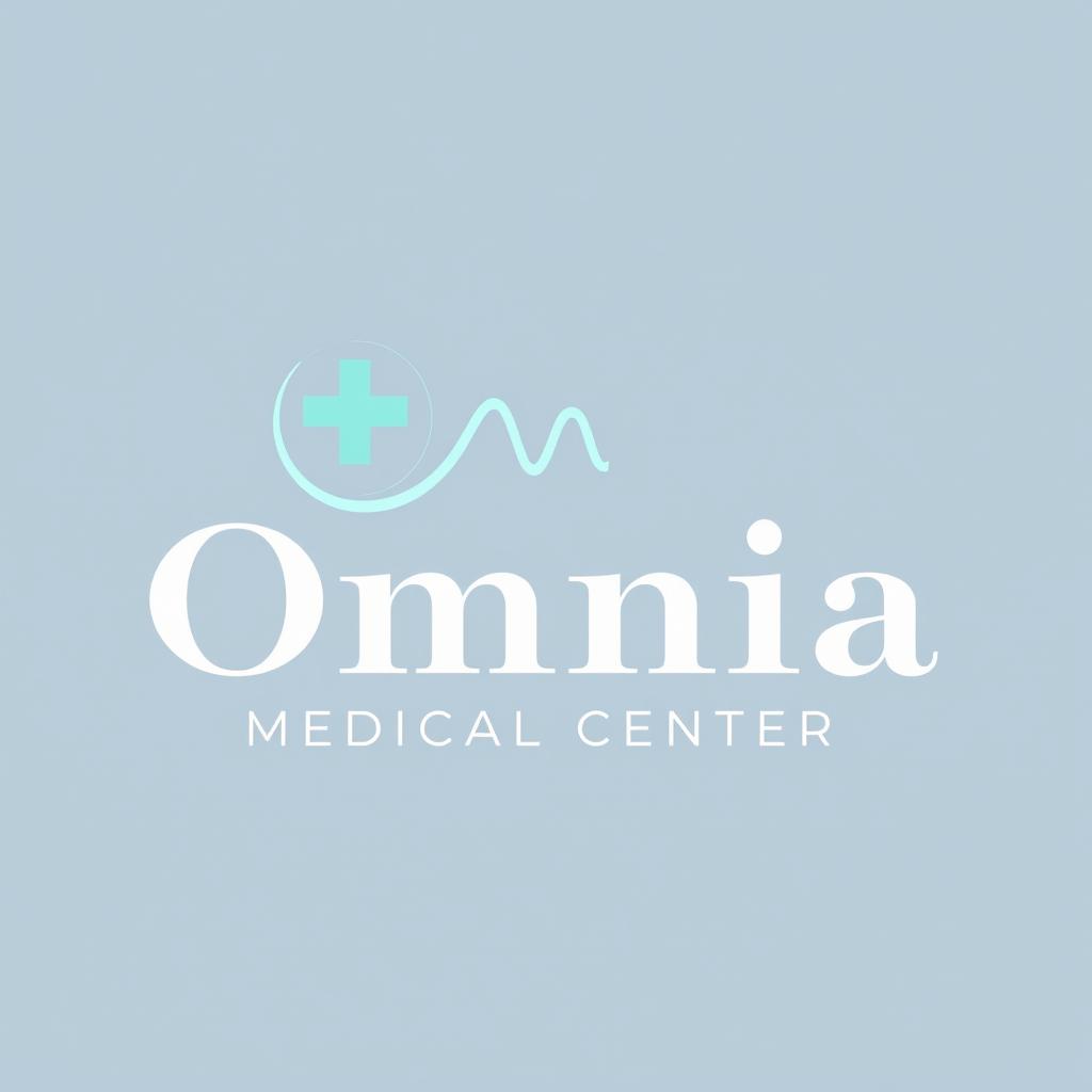 A modern and sleek logo design featuring the words 'Omnia Medical Center'