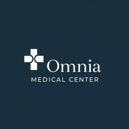 A modern and sleek logo design featuring the words 'Omnia Medical Center'