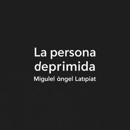 A minimalist design featuring centered text that reads 'La persona deprimida' in white font against a solid black background, creating a striking contrast