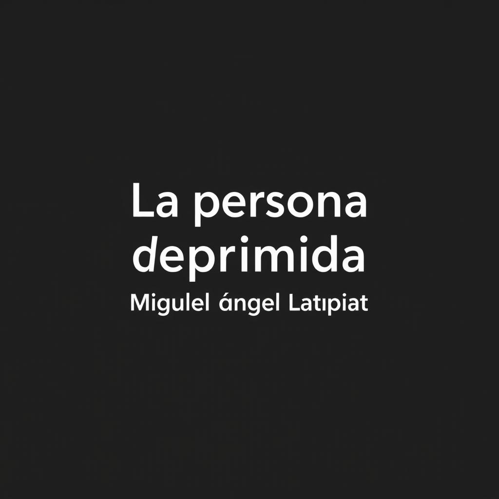 A minimalist design featuring centered text that reads 'La persona deprimida' in white font against a solid black background, creating a striking contrast