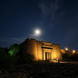 A breathtaking night view of a historic fort in Maharashtra