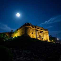 A breathtaking night view of a historic fort in Maharashtra