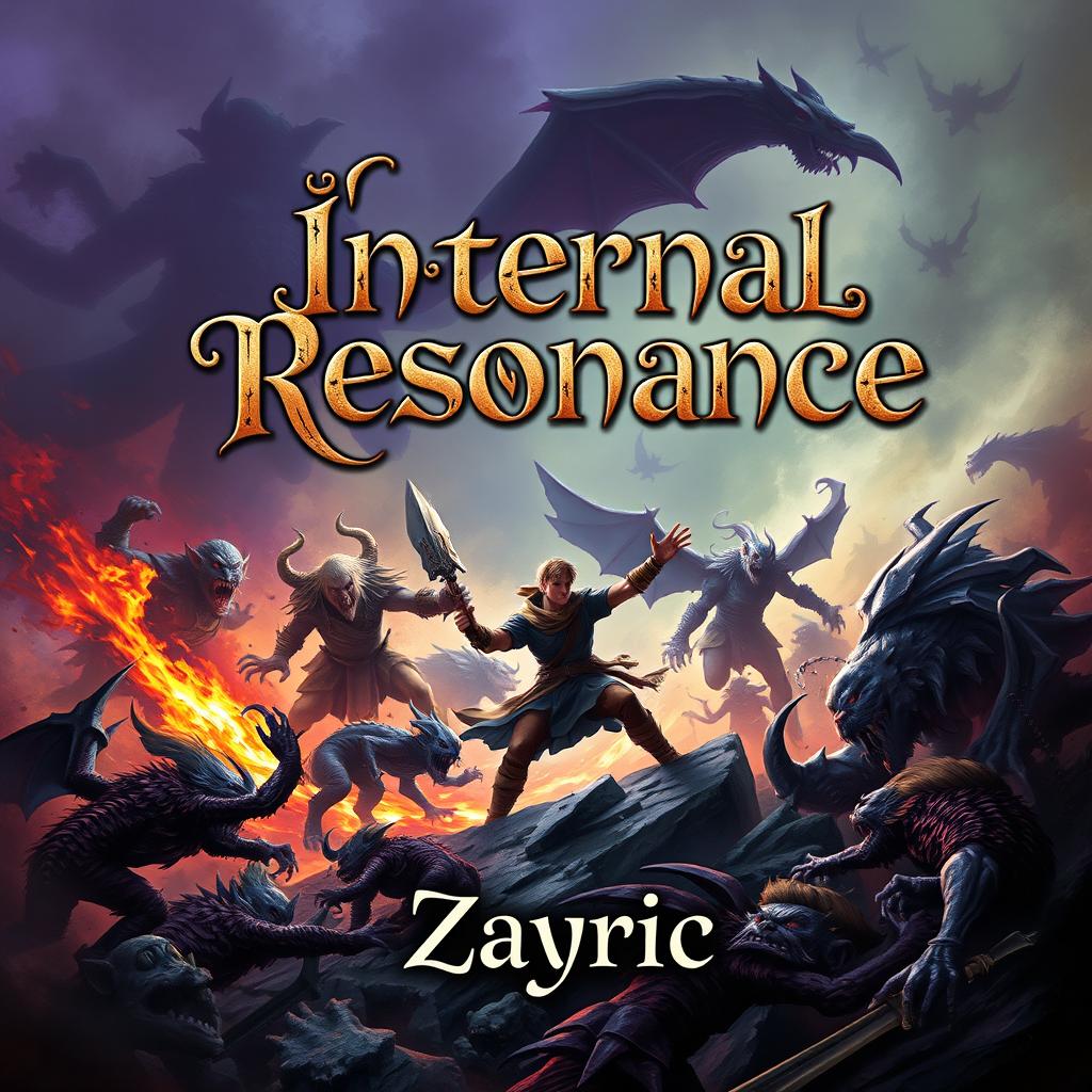 A captivating fantasy book cover featuring the title 'Internal Resonance' written in intricate, decorative lettering that evokes a sense of magic and adventure