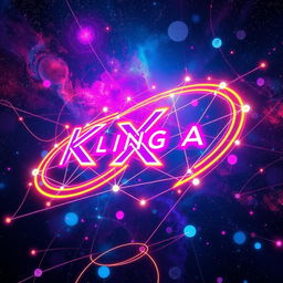 An abstract representation of a futuristic concept called 'Kling A', featuring dynamic geometric patterns, bright neon colors, and interwoven shapes reminiscent of digital networks