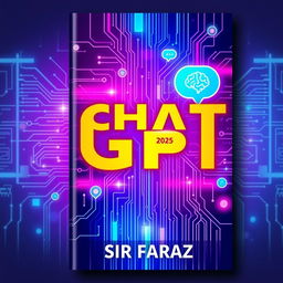 A visually striking book cover design for the title "Chat GPT" by Sir Faraz, set in the year 2025