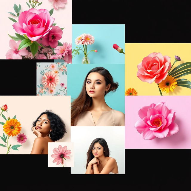 A beautiful and colorful collage for advertising purposes, featuring vibrant imagery that captures attention