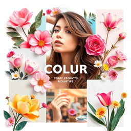 A beautiful and colorful collage for advertising purposes, featuring vibrant imagery that captures attention
