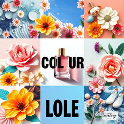 A beautiful and colorful collage for advertising purposes, featuring a vibrant mix of imagery that captivates the viewer