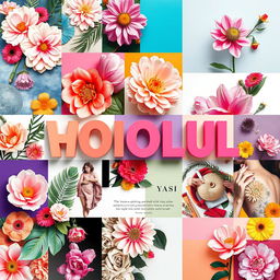 A beautiful and colorful collage for advertising purposes, featuring a vibrant mix of imagery that captivates the viewer