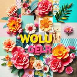 A beautiful and colorful collage for advertising purposes, featuring a vibrant mix of imagery that captivates the viewer