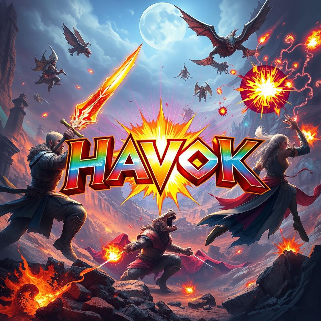 A dynamic and immersive gaming scene featuring an intense battle between fantasy warriors in a vivid fantasy world