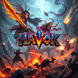 A dynamic and immersive gaming scene featuring an intense battle between fantasy warriors in a vivid fantasy world