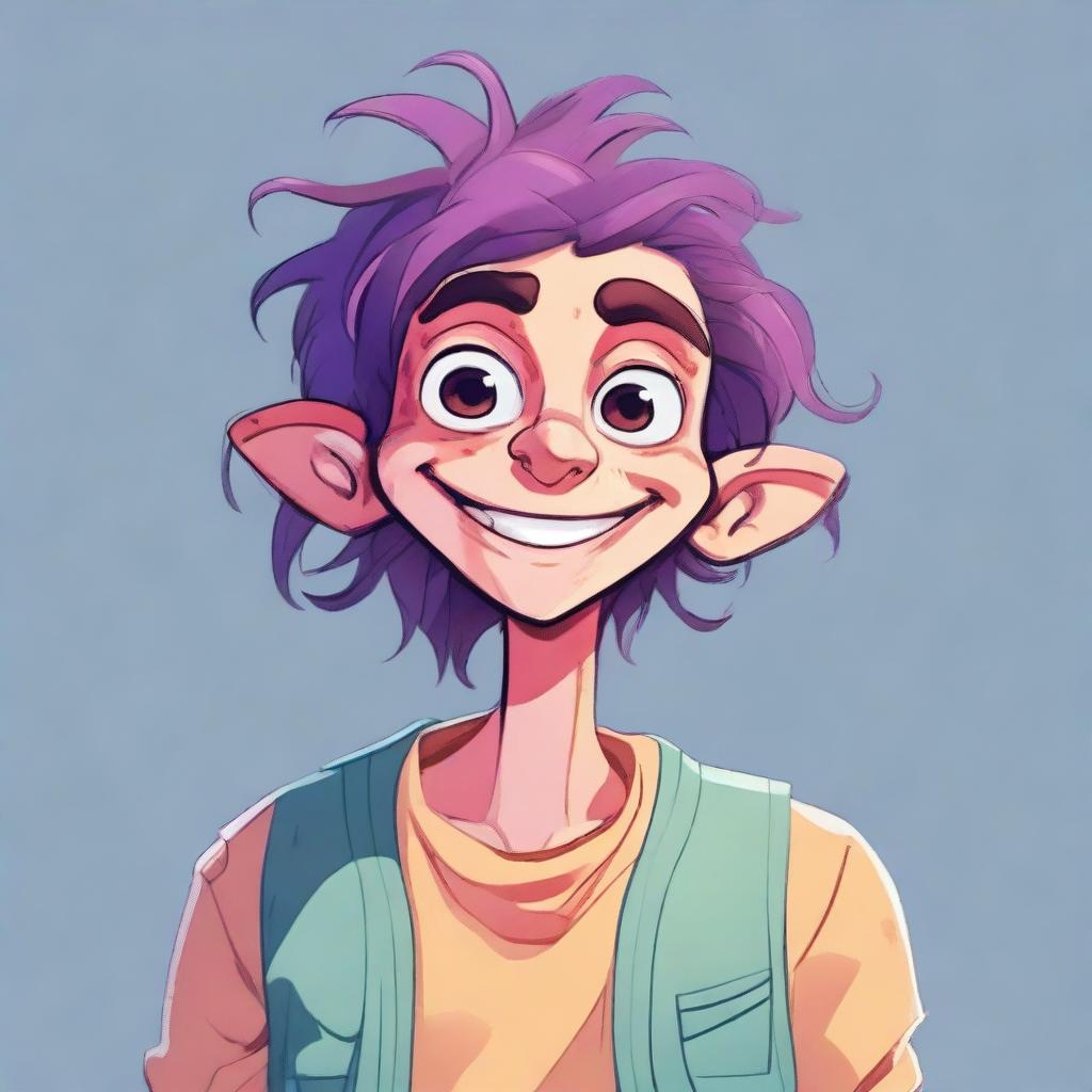 A high-resolution digital art image of a lanky, dorky character with acne scars