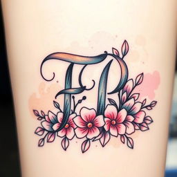 A beautifully crafted tattoo design featuring the letters 'F' and 'P' intertwined in a stylish and artistic manner