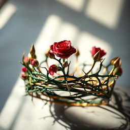 A beautiful crown adorned with sharp thorns, intricately designed with a blend of elegance and danger